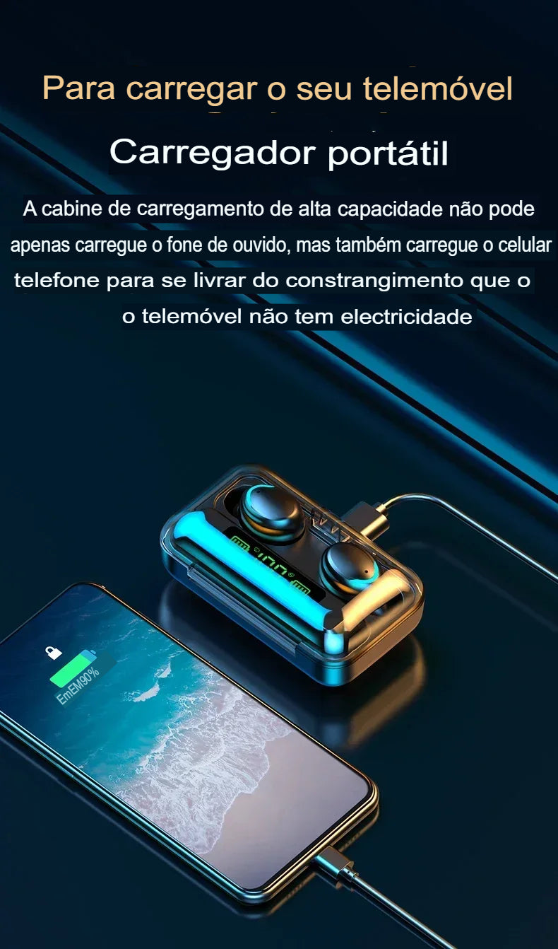 FONE DE OUVIDO F9 TWS - MUNDO VIRTUAL