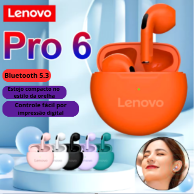 Lenovo Pro6 Fone De Ouvido Sem Fio - Mundo Virtual