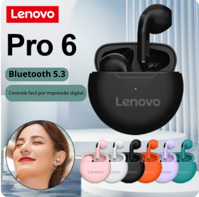 Lenovo Pro6 Fone De Ouvido Sem Fio - Mundo Virtual